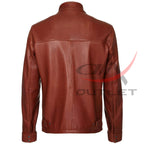 Biker Cafe Racer Jacket Dark Brown Plain Leather image 1