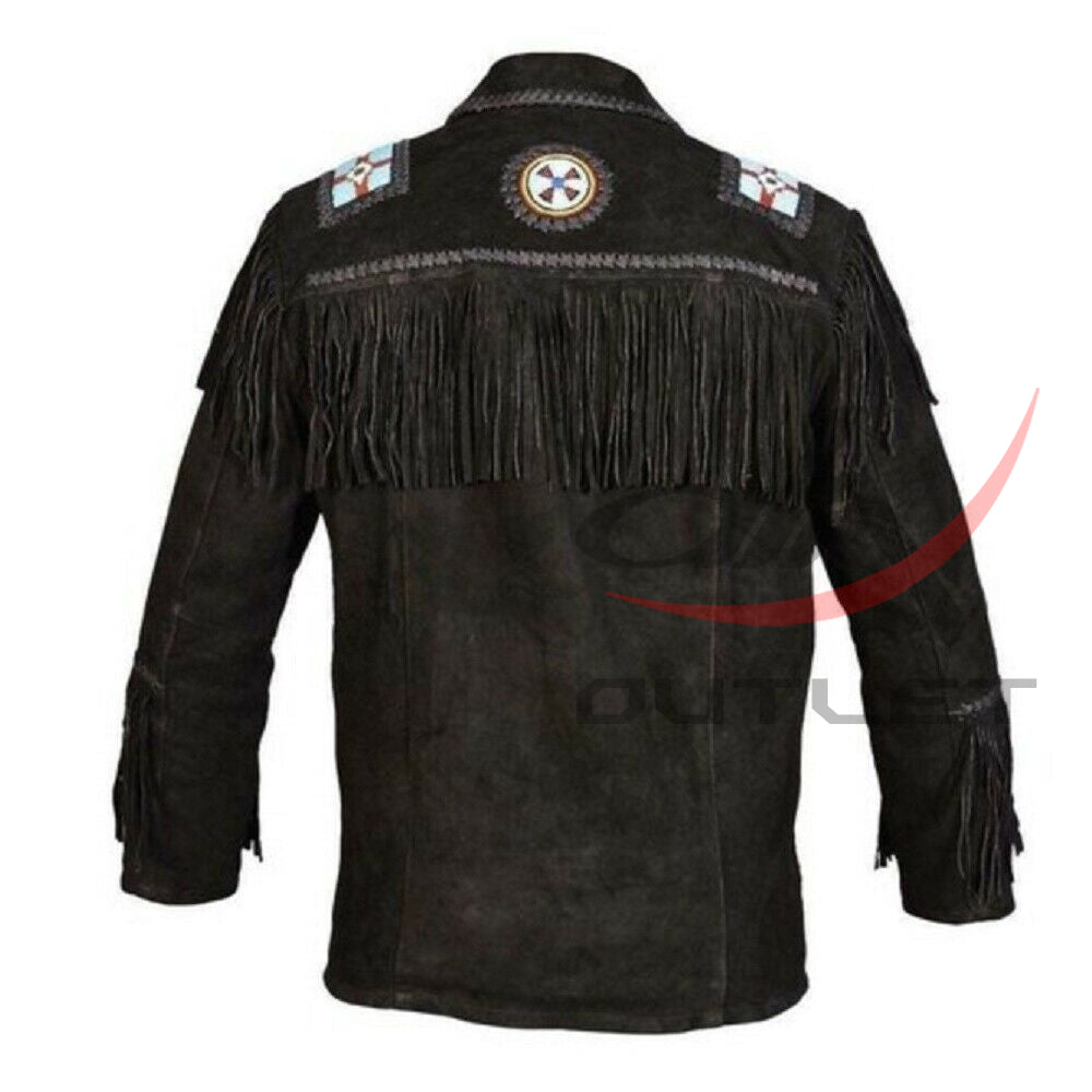 Men's Cowboy Jacket Fringed Bone & Bead Work image 1