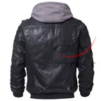 Biker Hooded Leather Jacket image 1