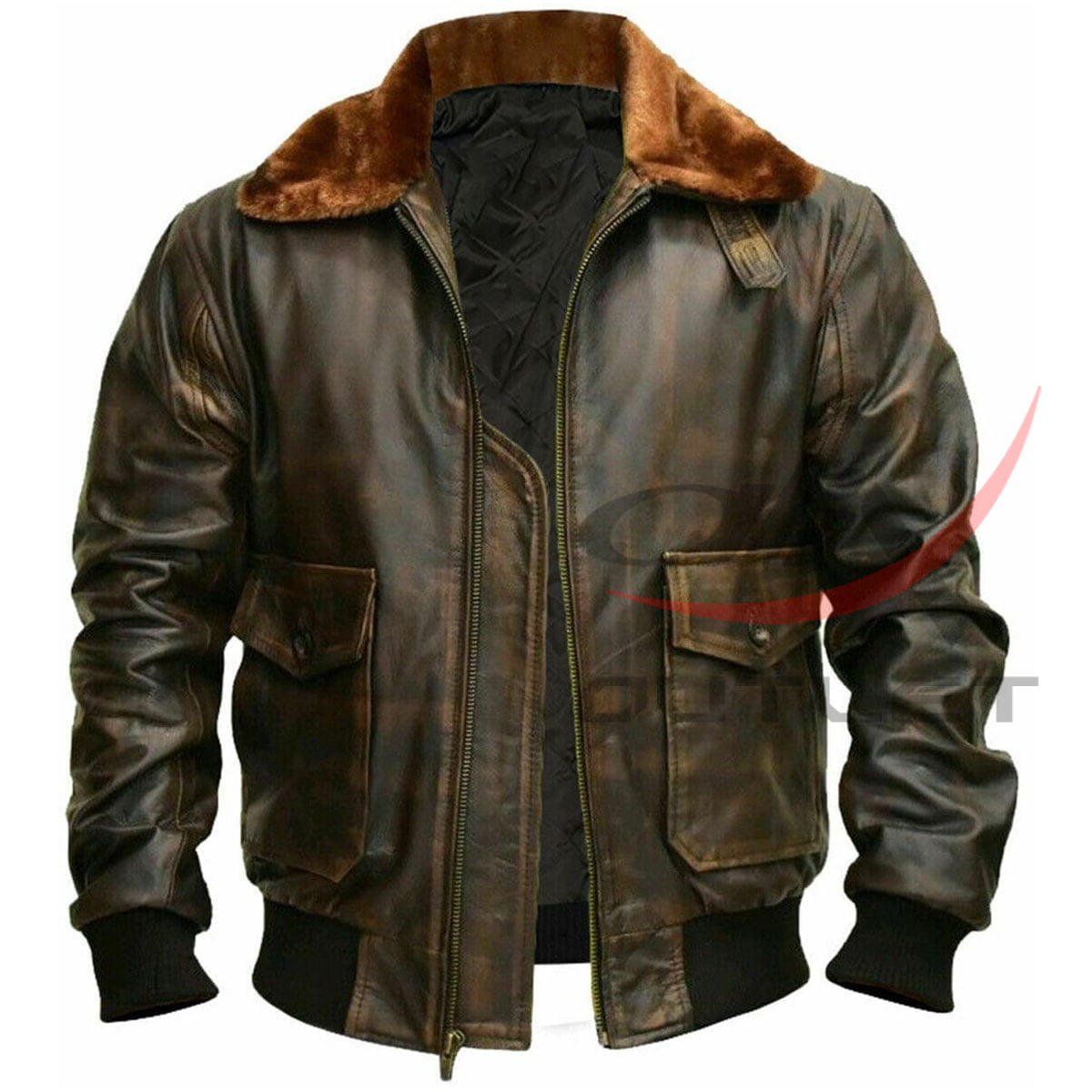G1 Aviator A2 Leather Jacket Distressed Brown Bomber image 0