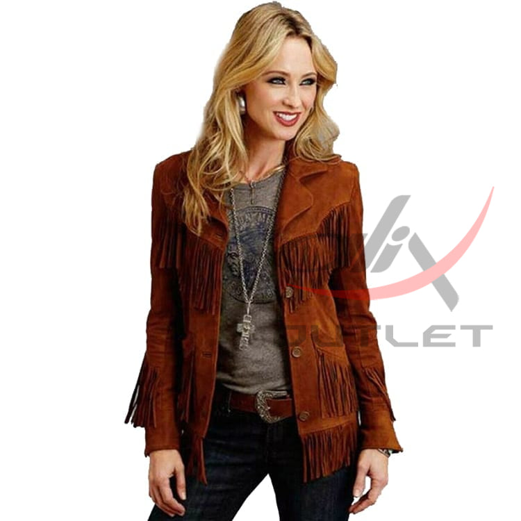 Women's Western Jacket Dark Brown Suede image 0