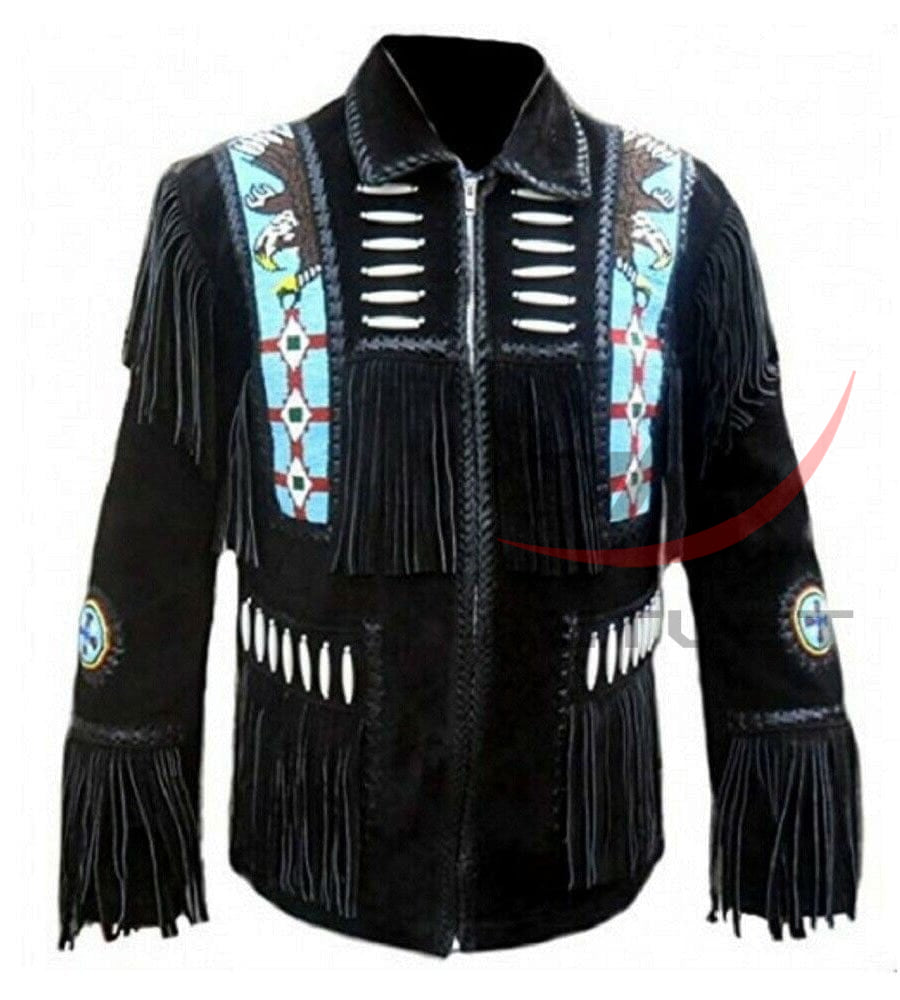 Men's Cowboy Jacket Fringed Bone & Bead Work image 0