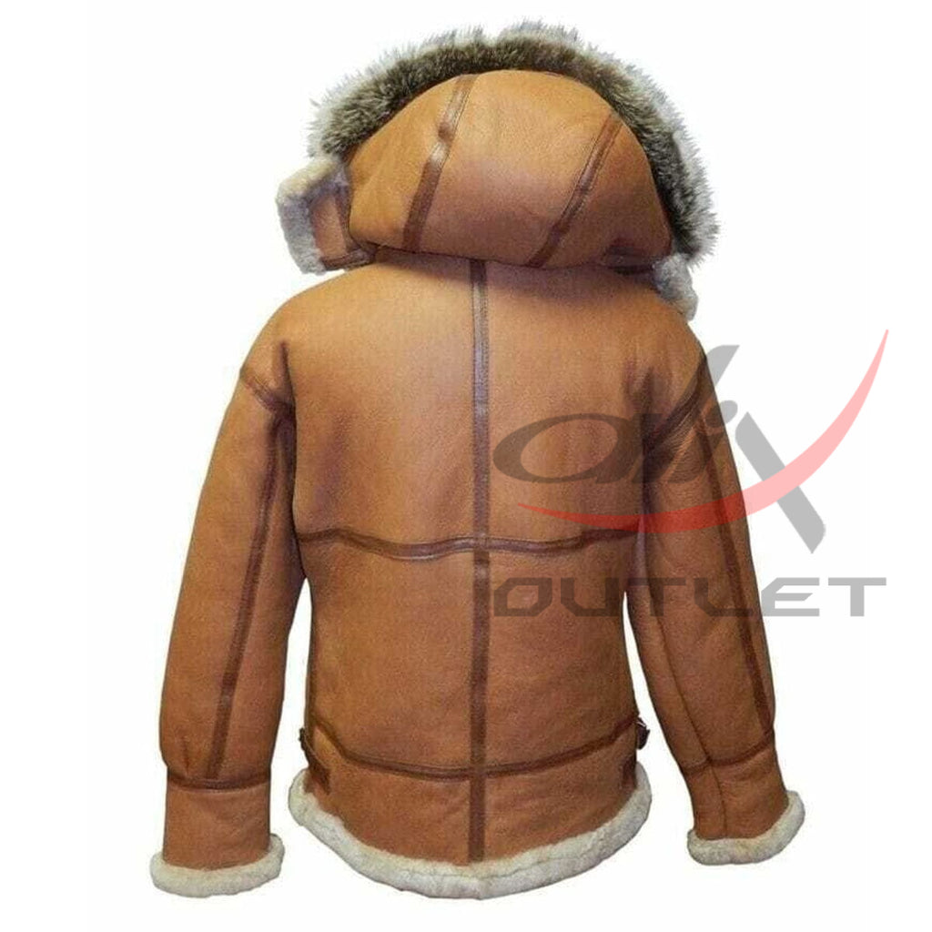 Bomber Hooded Leather Jacket Shearling RAF B3 for Men image 1