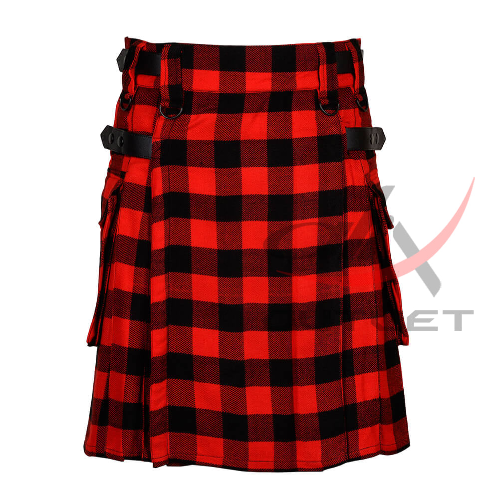 Red, Black Rob Roy Tartan Kilt Modern Utility Kilts image 0