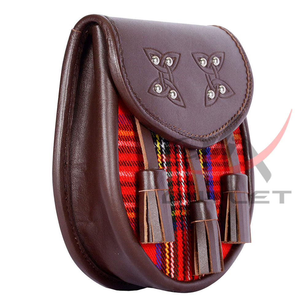 Scottish Sporran Royal Stewart Tartan Brown Leather image 2