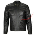 Classic Biker Real Leather Jacket Black image 0
