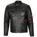 Classic Biker Real Leather Jacket Black image 0
