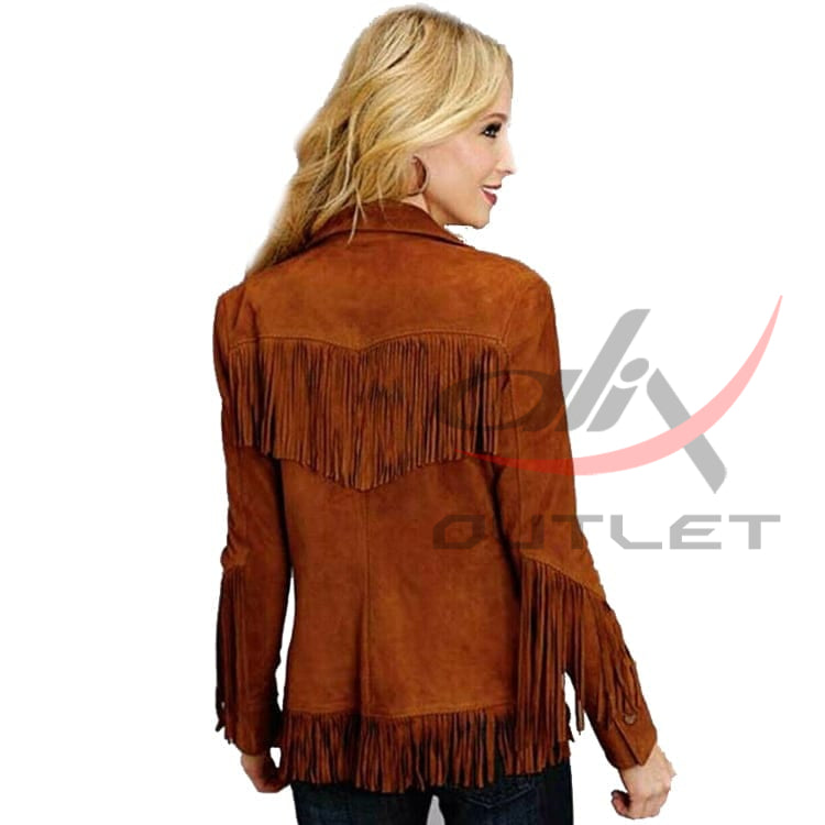 Women's Western Jacket Dark Brown Suede image 1