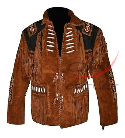 Cowboy Jacket Bone & Beaded Fringed image 0