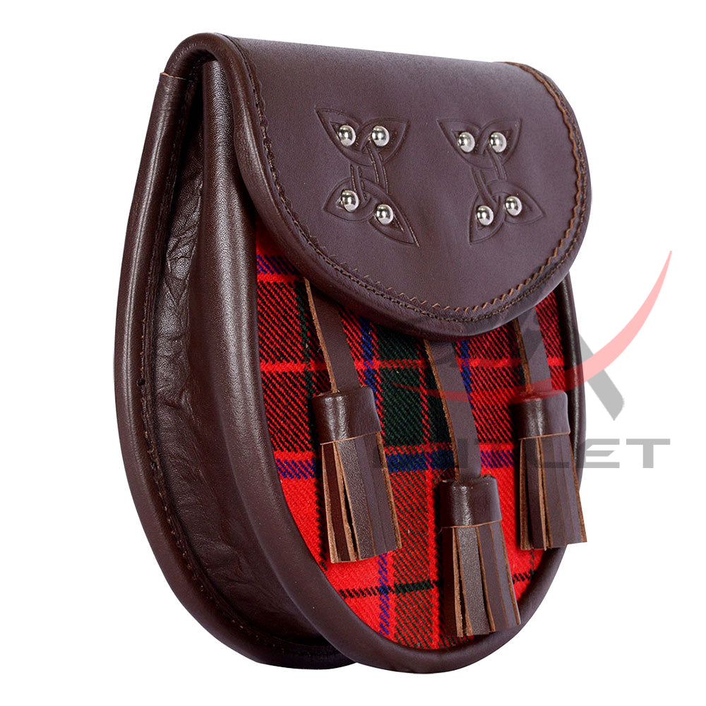 Scottish Sporran Rose Tartan Brown Leather image 2