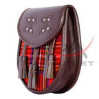 Scottish Sporran Royal Stewart Tartan Brown Leather image 3