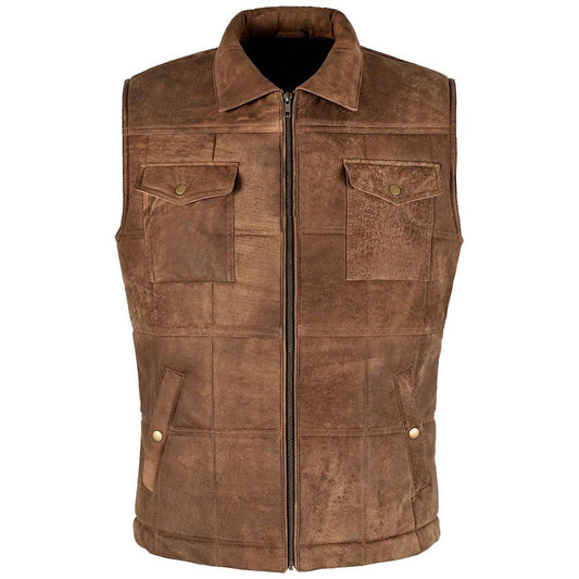 Body Warmer Suede Leather Vest Vintage Brown image 0