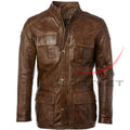 Cafe Racer Leather Coat Long Hip Length Four Pocket image 0