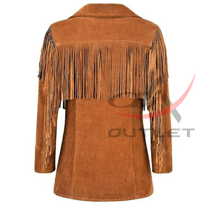 Women's Western Style Jacket Brown Suede image 1