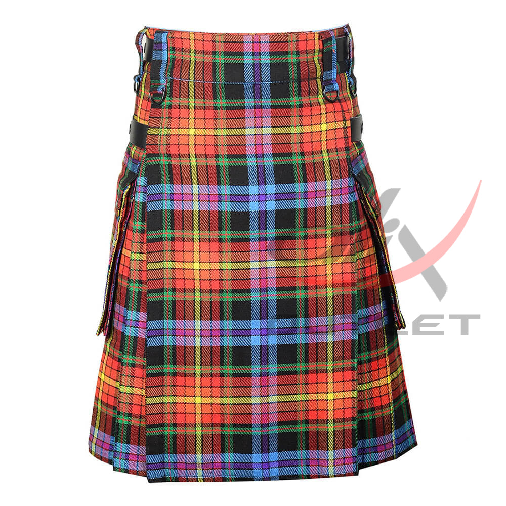 LGBTQ Pride Tartan Kilt Modern Utility Kilts image 0