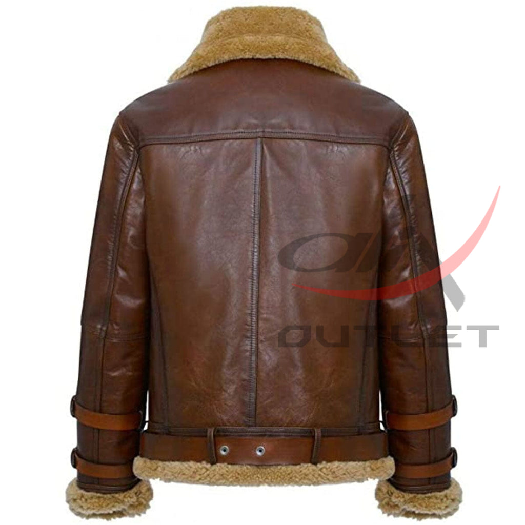 Leather Jacket Airforce RAF B3 Aviator Faux Fur image 1
