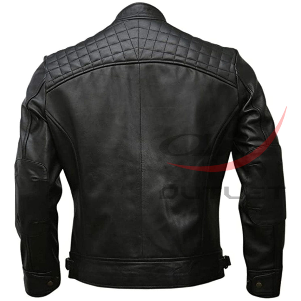 Quilted Style Biker Jacket Classic Leather image 1