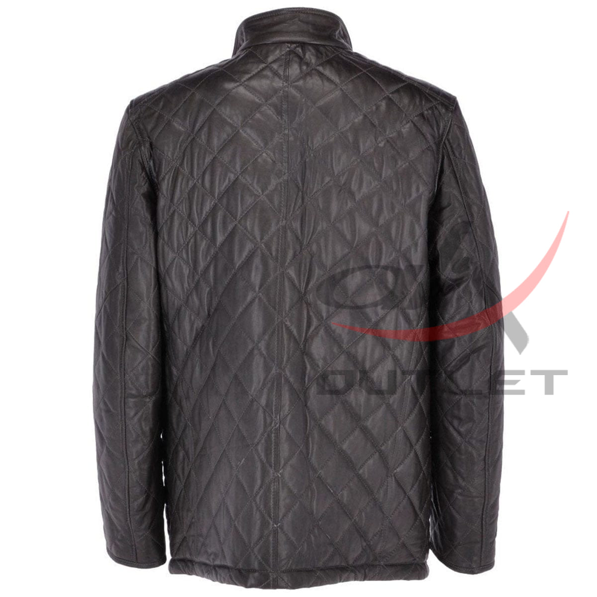 Diamond Quilted Leather Coat Black image 1