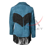 Women's Western Jacket Blue Suede image 1
