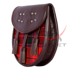 Scottish Sporran Rose Tartan Brown Leather image 3