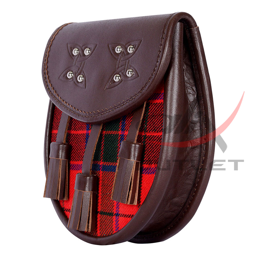 Scottish Sporran Rose Tartan Brown Leather image 3