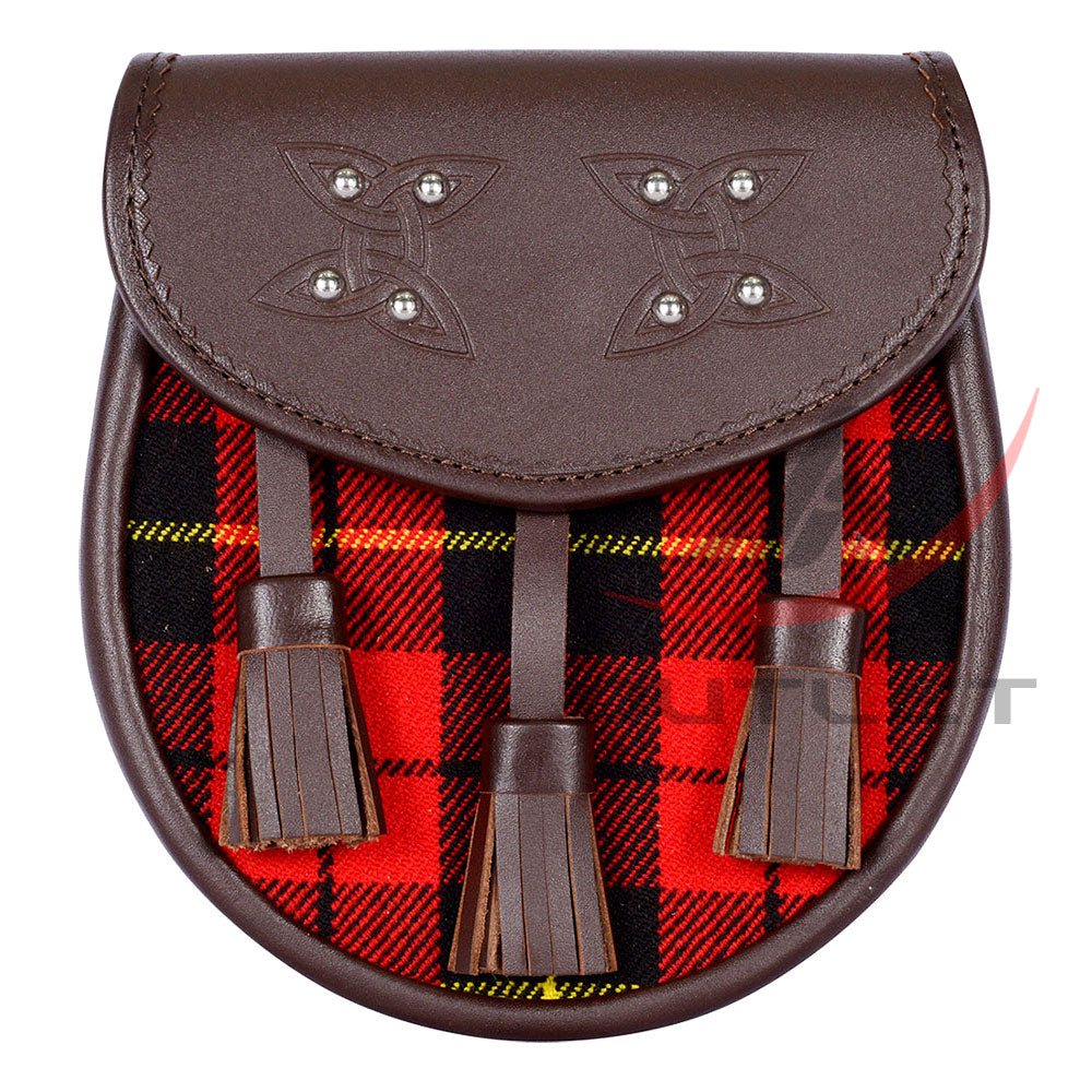Scottish Sporran Wallace Tartan Brown Leather image 0
