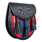 Scottish Sporran Hamilton Red Tartan Black Leather image 0