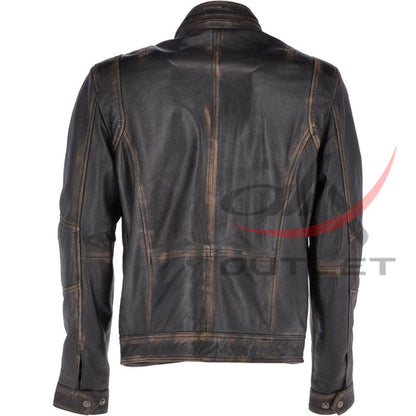 Real Leather Seven Pocket Black Biker Jacket image 1