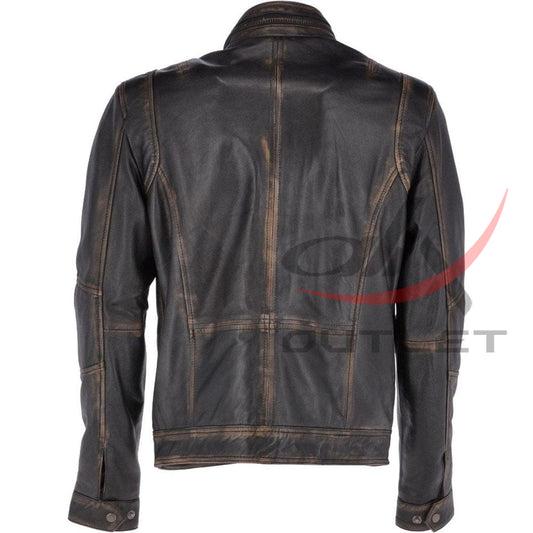 Real Leather Seven Pocket Black Biker Jacket image 1
