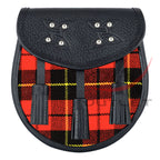 Scottish Sporran Wallace Tartan Black Leather image 0