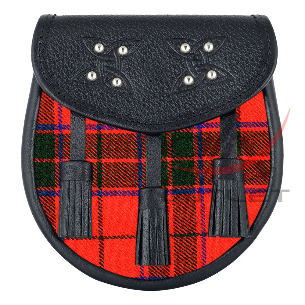 Scottish Sporran Scottish Rose Tartan Black Leather image 0