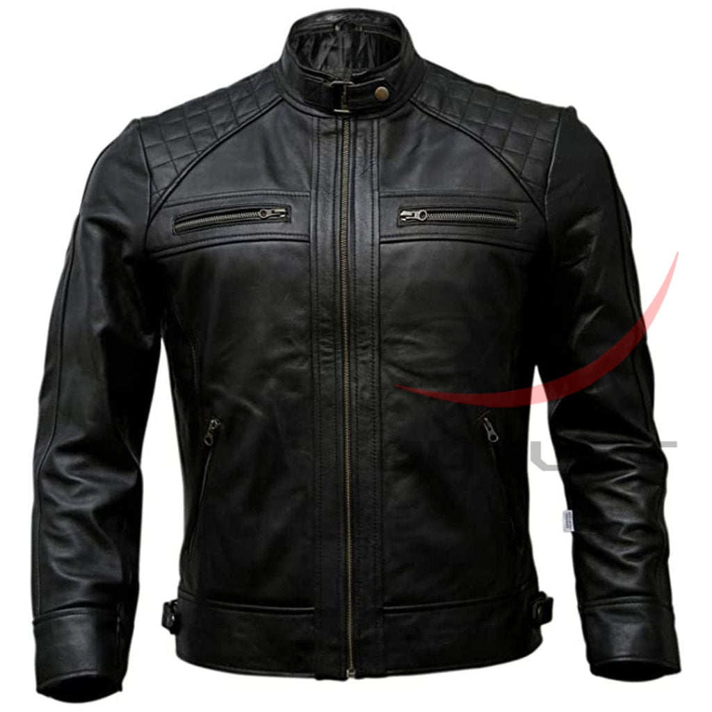 Quilted Style Biker Jacket Classic Leather image 0
