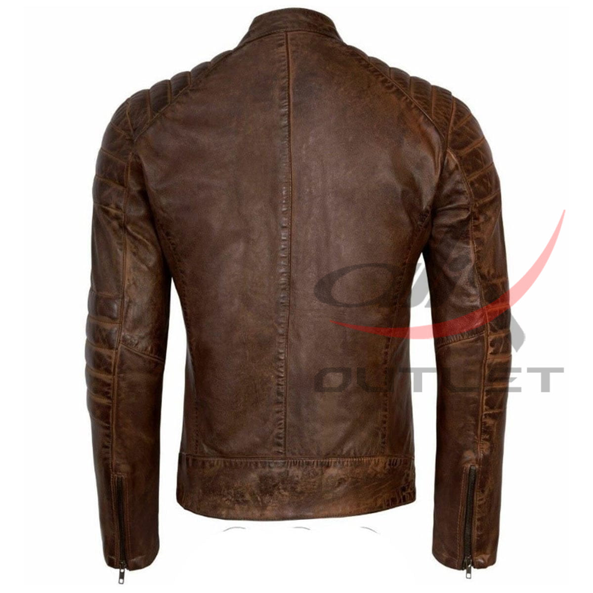 Brown Cafe Racer Leather Jacket Vintage image 1