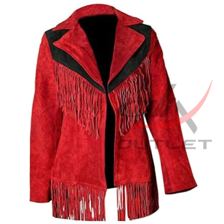 Women's Western Jacket Red Suede image 0