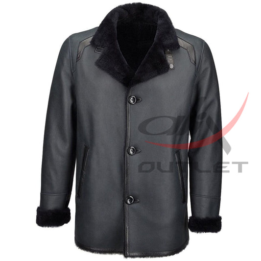 Men's Real Leather Coat Single Breasted image 0