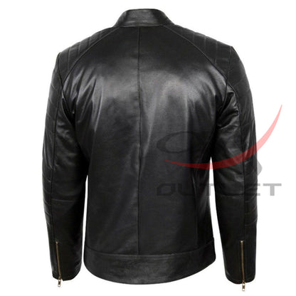 Classic Biker Real Leather Jacket Black image 1