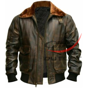 G1 Aviator A2 Bomber Leather Jacket Distressed Brown - Image 1