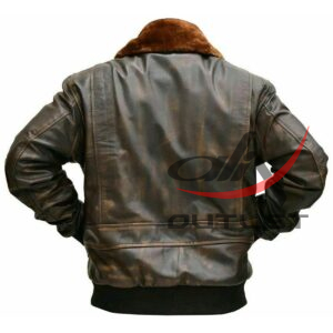 G1 Aviator A2 Bomber Leather Jacket Distressed Brown - Image 2