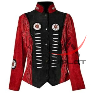 Women's Wild West Suede Jacket Red & Black - Image 1