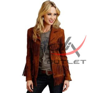 Women's Western Jacket Dark Brown Suede - Image 1