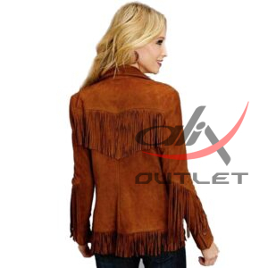 Women's Western Jacket Dark Brown Suede - Image 2