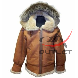 RAF B3 Bomber Shearling Hooded Leather Jacket for Men - Image 1