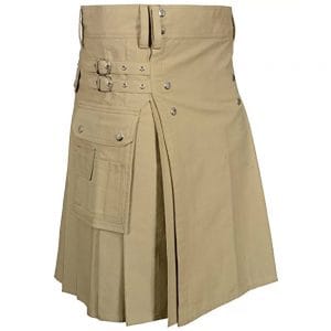 Men's Utility Khaki Cotton Kilt with front Buttons - Image 2