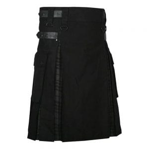 Hybrid Utility Black Cotton & Gray Watch Kilt - Image 2