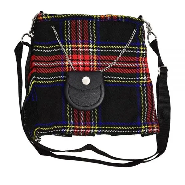 Ladies Purse Black Stewart Tartan