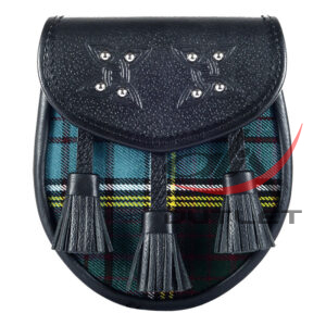 Clan Anderson Tartan Black Leather Scottish Sporran - Image 1
