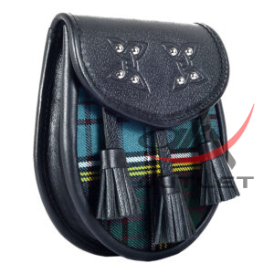 Clan Anderson Tartan Black Leather Scottish Sporran - Image 3