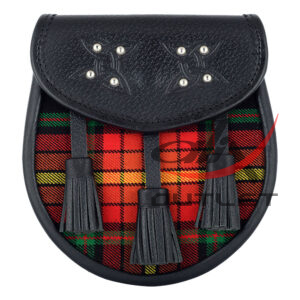 Clan LGBTQ Pride Tartan Black Leather Scottish Sporran - Image 1