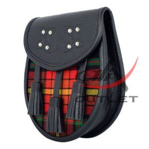 Clan LGBTQ Pride Tartan Black Leather Scottish Sporran - Image 4