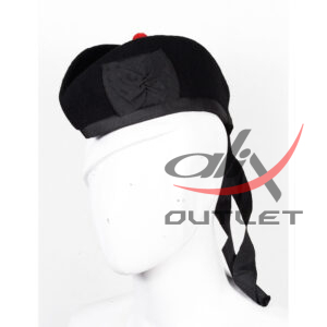 Traditional Solid Black Scottish Glengarry Hat - Image 1